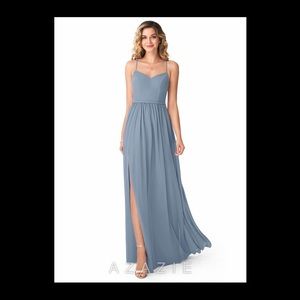 Dusty blue Azazie Shelly bridesmaid dress size A2